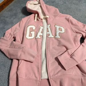 Gap fluffy lined pink zip hoodie nwot